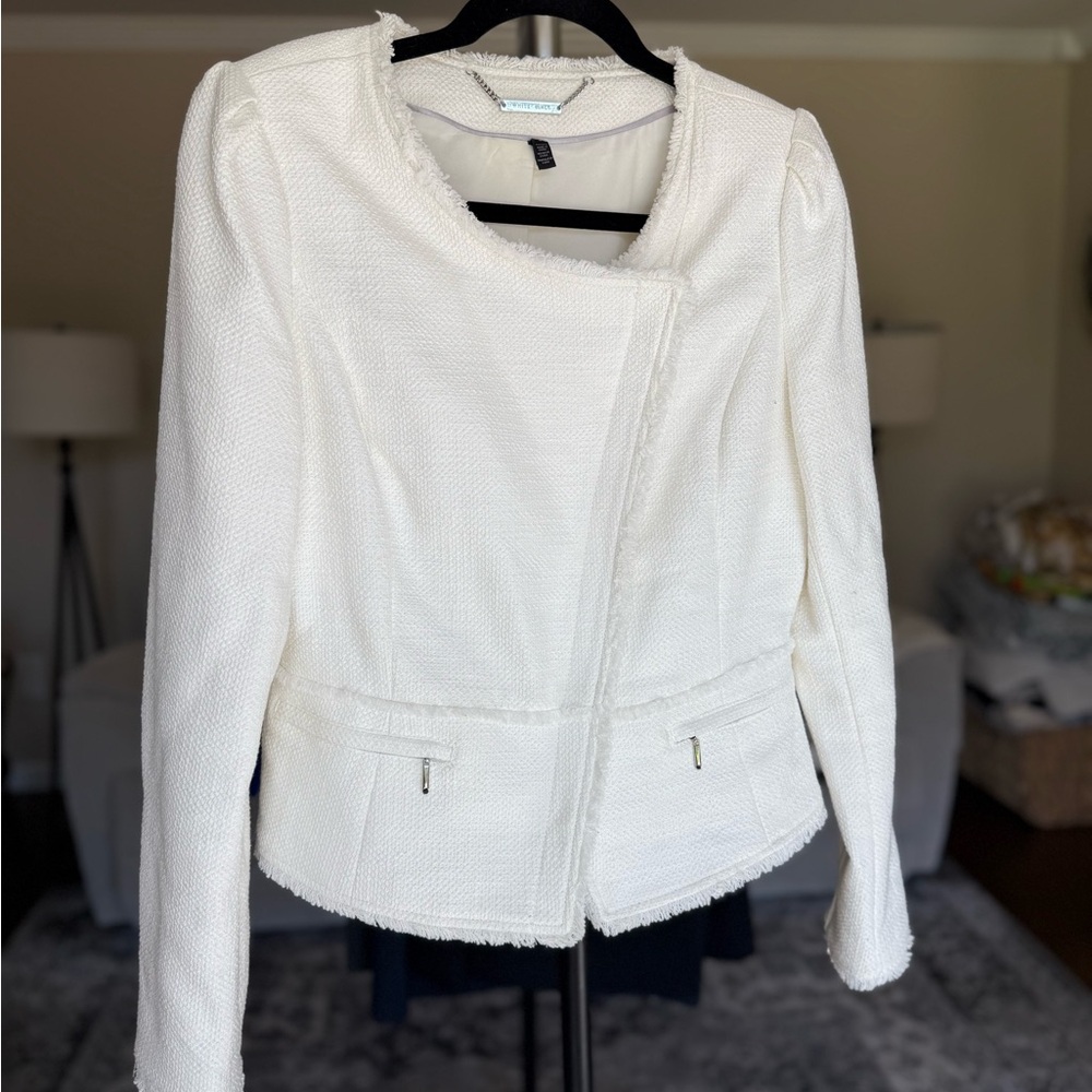 White House Black Market Cream Blazer with Textured Fabric